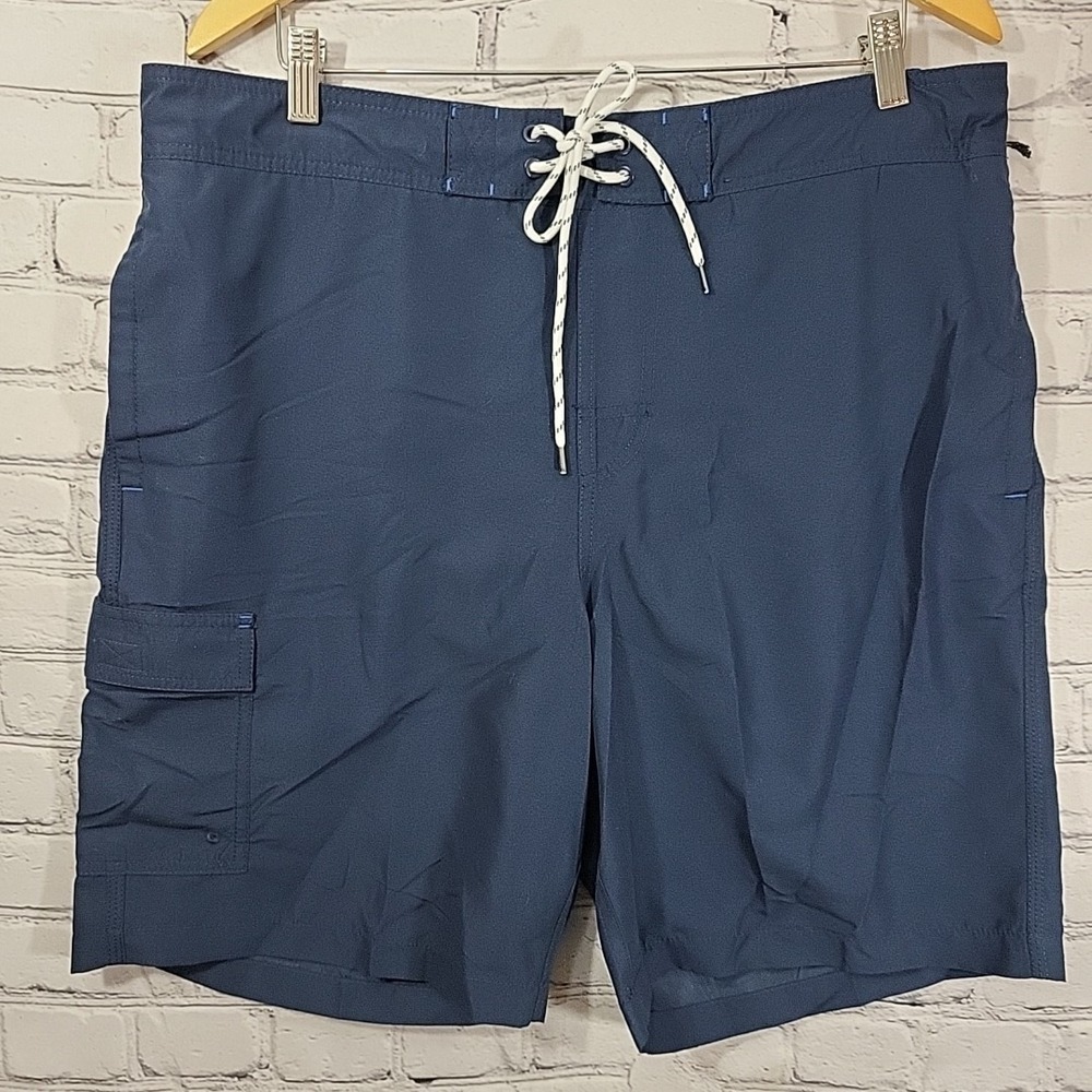 Goodfellow Mens Lined Board Shorts Swim Suit Trunks Sz Large Navy Blue NWT New